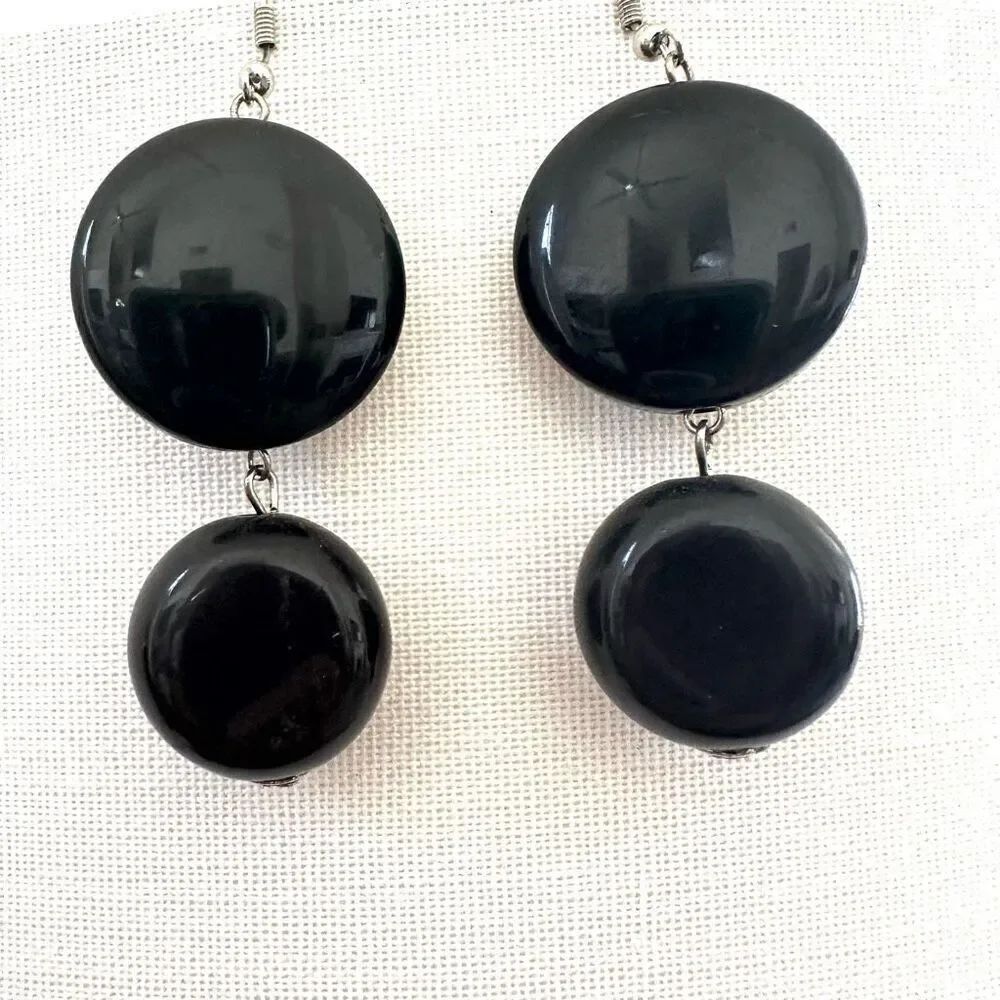 Black chunky beaded earrings